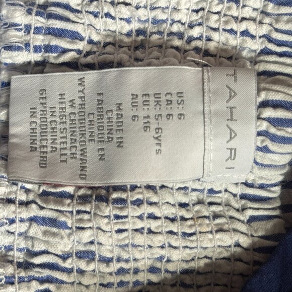 Tahari Girls Seersucker Anchor Nautical Dress Blue White Size 6 - Picture 8 of 8